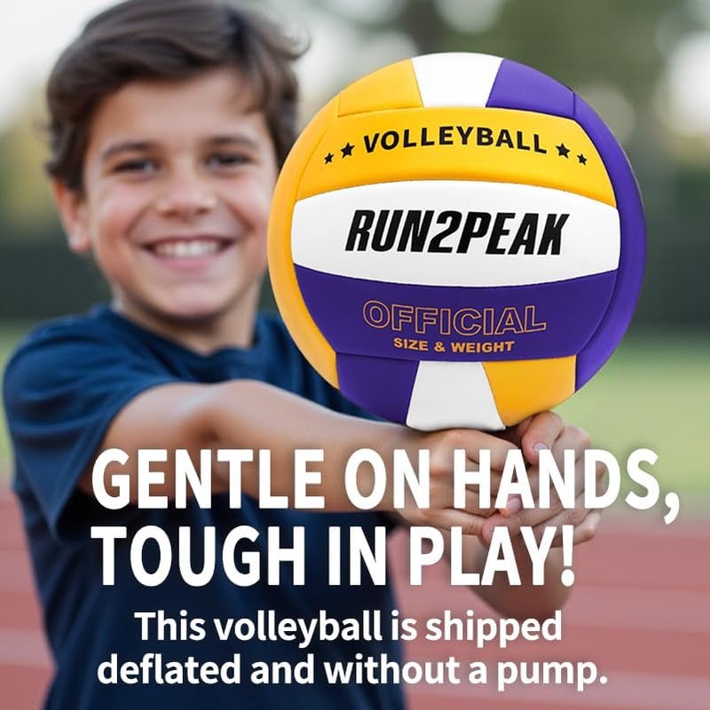 RUN2PEAK Soft Volleyball Ball Official Size 5 Volleyballs for Indoor Outdoor Beach Pool Game Play for Youth Teen Team Beginners Professional PU Leather Training Practice Volley Balls - Image 3